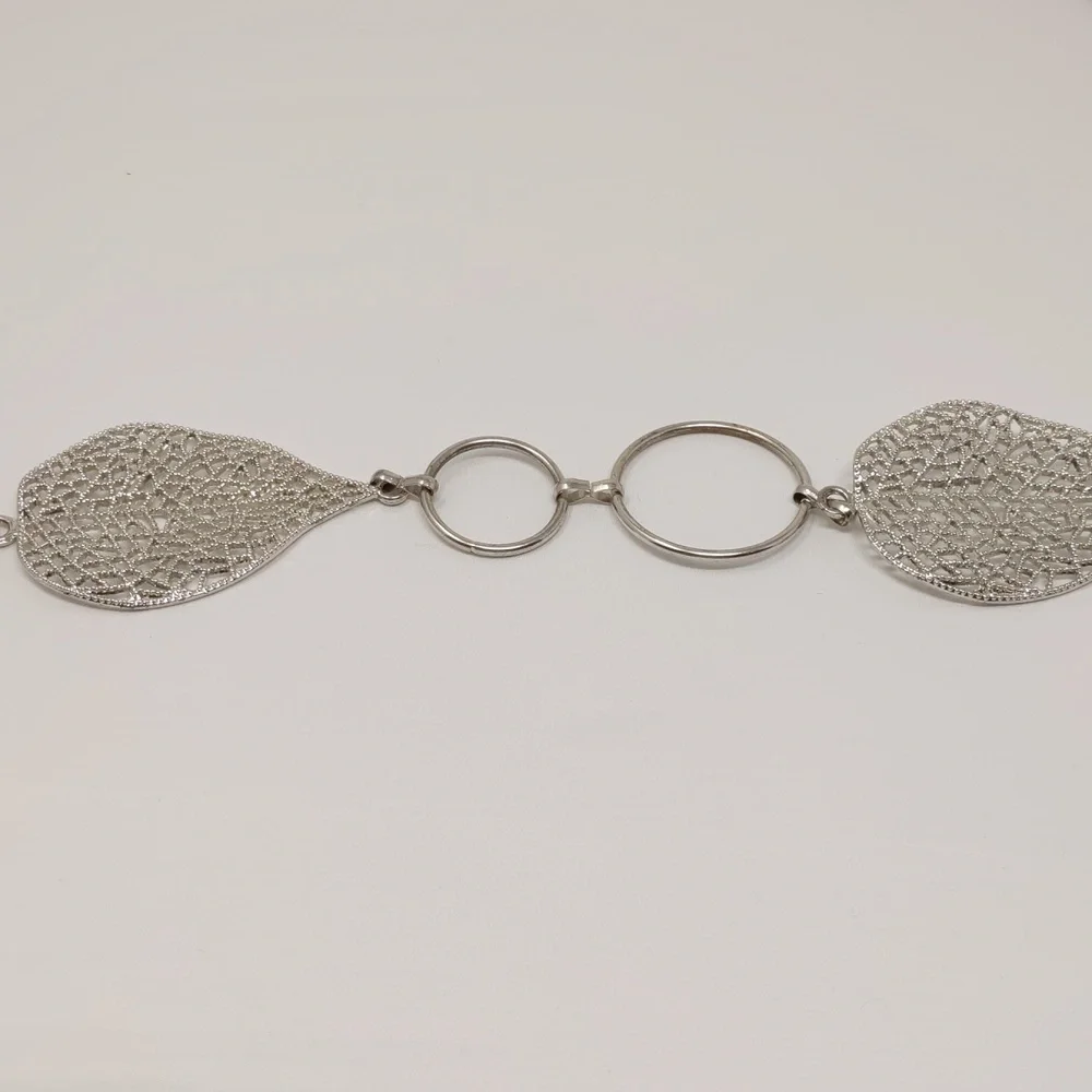 Women's Silver Tone Leaf Chain Belt